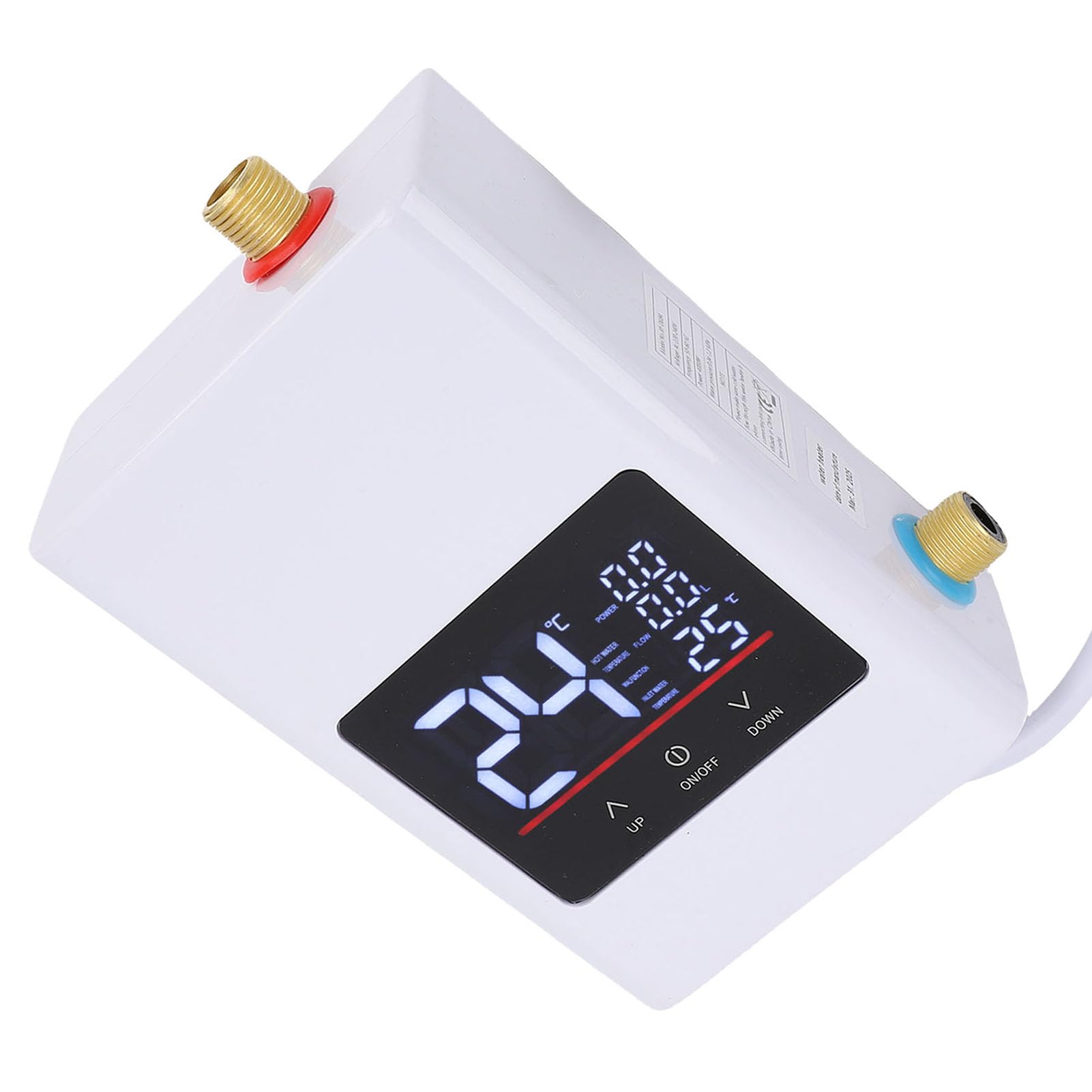 Scaldabagno Elettrico Istantaneo, Riscaldatore D Acqua Senza | Ingresso in Acciaio Inox e Ottone, Montaggio a Parete, 4,5 KW, per Casa