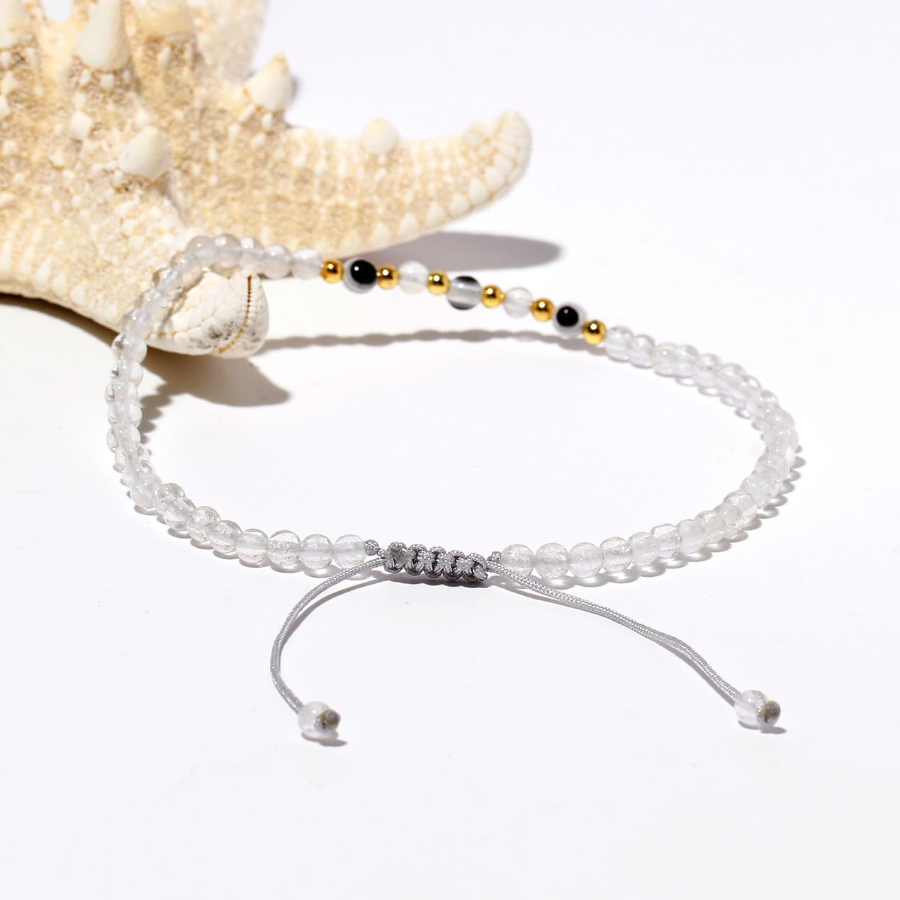 Evil Eye Ankle Bracelets for Women Beads Anklets Beach Accessiory Gemstone Healing Crystal Adjustable - Image 4