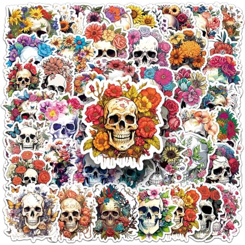 Huaxintoys Autocollants de Crâne, Motif Mexicain Jour De La Mort Autocollant pour Ordinateur Portable Bouteilles d'eau Vélo Planche à Roulettes Bagages Téléphone...