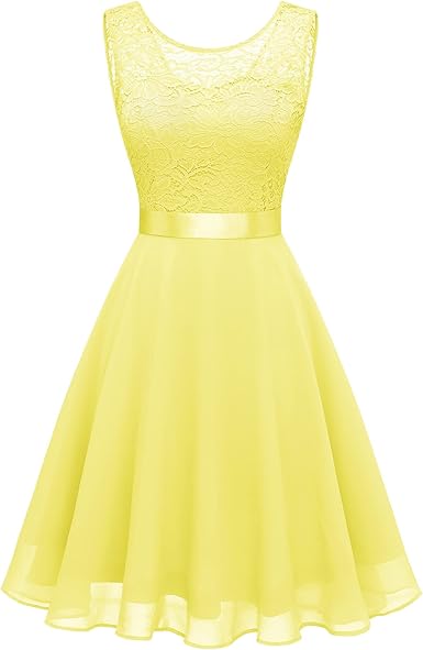 BeryLove Women's 2023 Summer Prom Wedding Guest Short Bridesmaid Dresses Sleeveless Lace Cocktail Party Dress