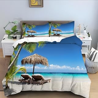 phonxia Summer Three Piece Set Duvet Cover Set Double Size Printed Double Duvet Cover Sets 3 pcs with Zipper Closure 2 Pillowcases Soft Hypoallergenic Microfiber Quilt Cover Bedding Sets 200 x 200 cm