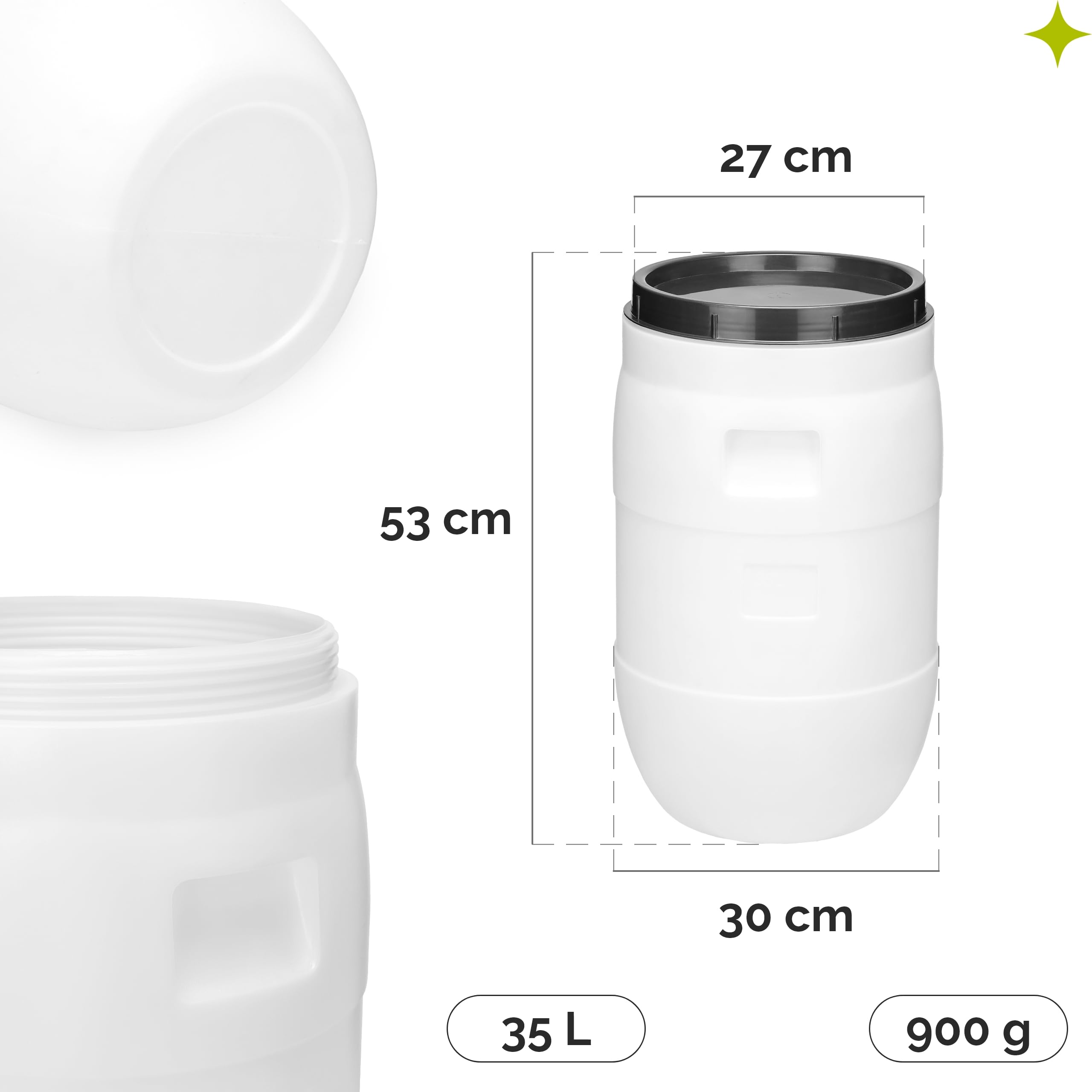 Bidones Blancos De Boca Ancha Mugar - Certificado Alimentario, Varias Capacidades (Ej. 10L) | Para Alimentos, Líquidos, Almacenaje