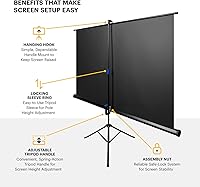 Vista 5 de KODAK Pantalla de proyector de 60 pulgadas con soporte, telón de fondo de proyección desplegable para películas al aire libre e interior con trípode