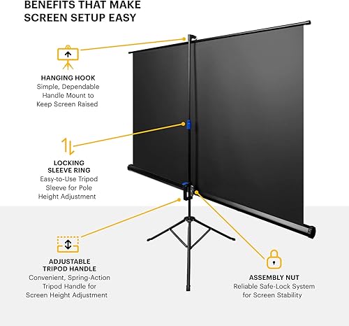 Miniatura 5 de KODAK Pantalla de proyector de 60 pulgadas con soporte, telón de fondo de proyección desplegable para películas al aire libre e interior con trípode
