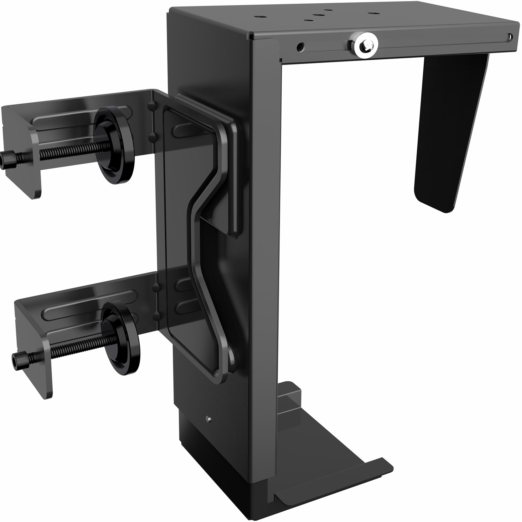 VIVO Adjustable Clamp-on Desk Leg Large PC Mount, Under Desk CPU Storage, Computer Case Holder with Tool-Free Installation, Black, Mount-PCLC1