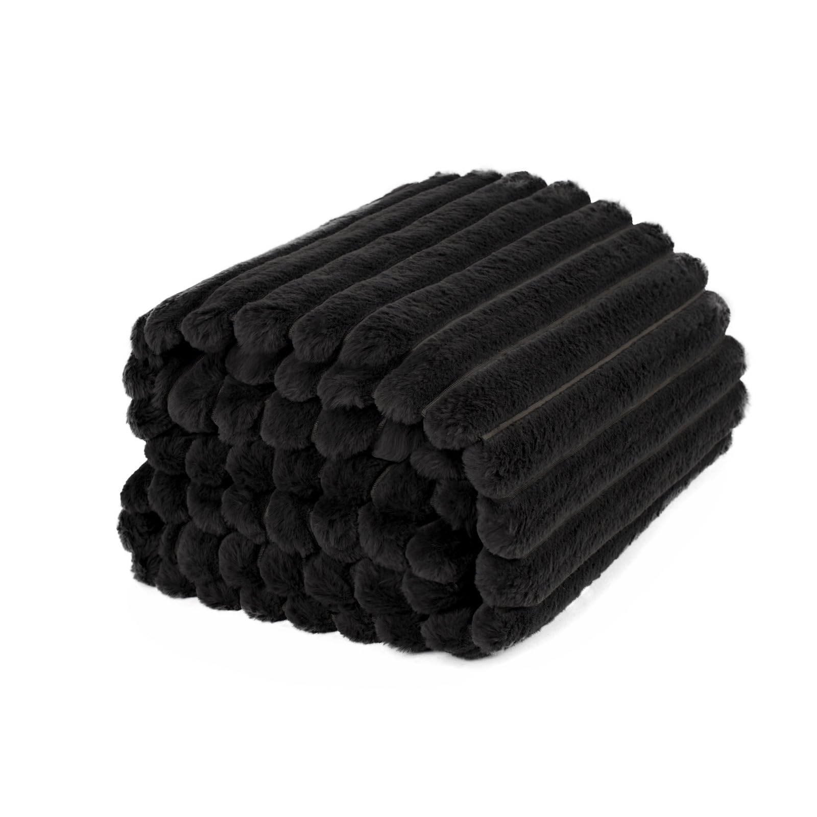 Ohs Black Faux Fur Throw Blanket For Bed, Thick Soft Blanket Bed Throw Cosy Warm Winter Blanket Throws For Sofa Decorative Couch Cover, 125X150cm