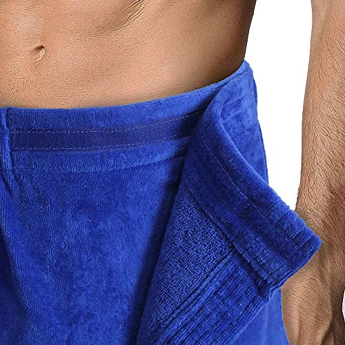 Turkish Cotton Terry Velour Adjustable Body Wrap Towel For Men (Royal Blue, One Size) #TOP3