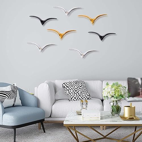 Miniatura 3 de La La Pet Decoración de pared de ganso salvaje, esculturas de pájaros voladores de cerámica, adorno de pared 3D, decoración costera para colgar para