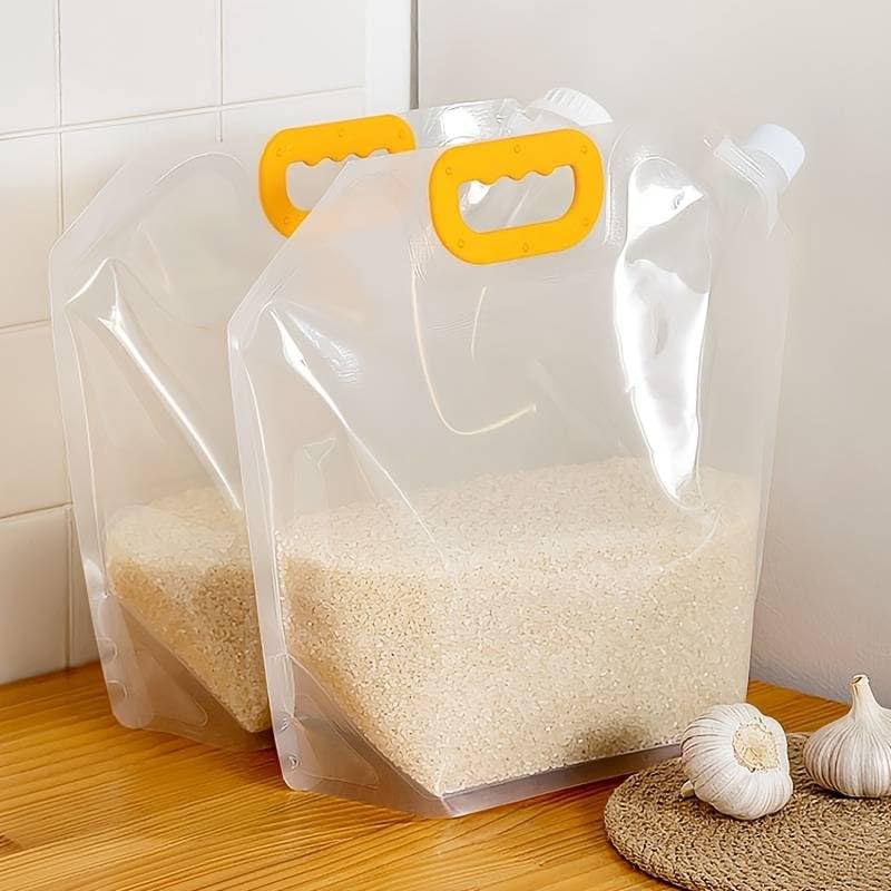 9UP® 2.5L Plastic Transparent Food Storage Bag Air Tight Bag Grain Storage Container With cap (Pack Of 2)