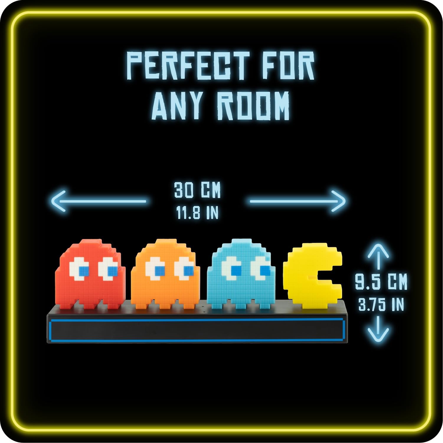 Pac Man & Geister Schreibtischlicht - Offiziell lizenziert, schallreaktiv mit 3 Lichtmodi, betrieben über USB oder Batterie, Gaming-Raum-Deko, Retro-Gamer-Geschenk