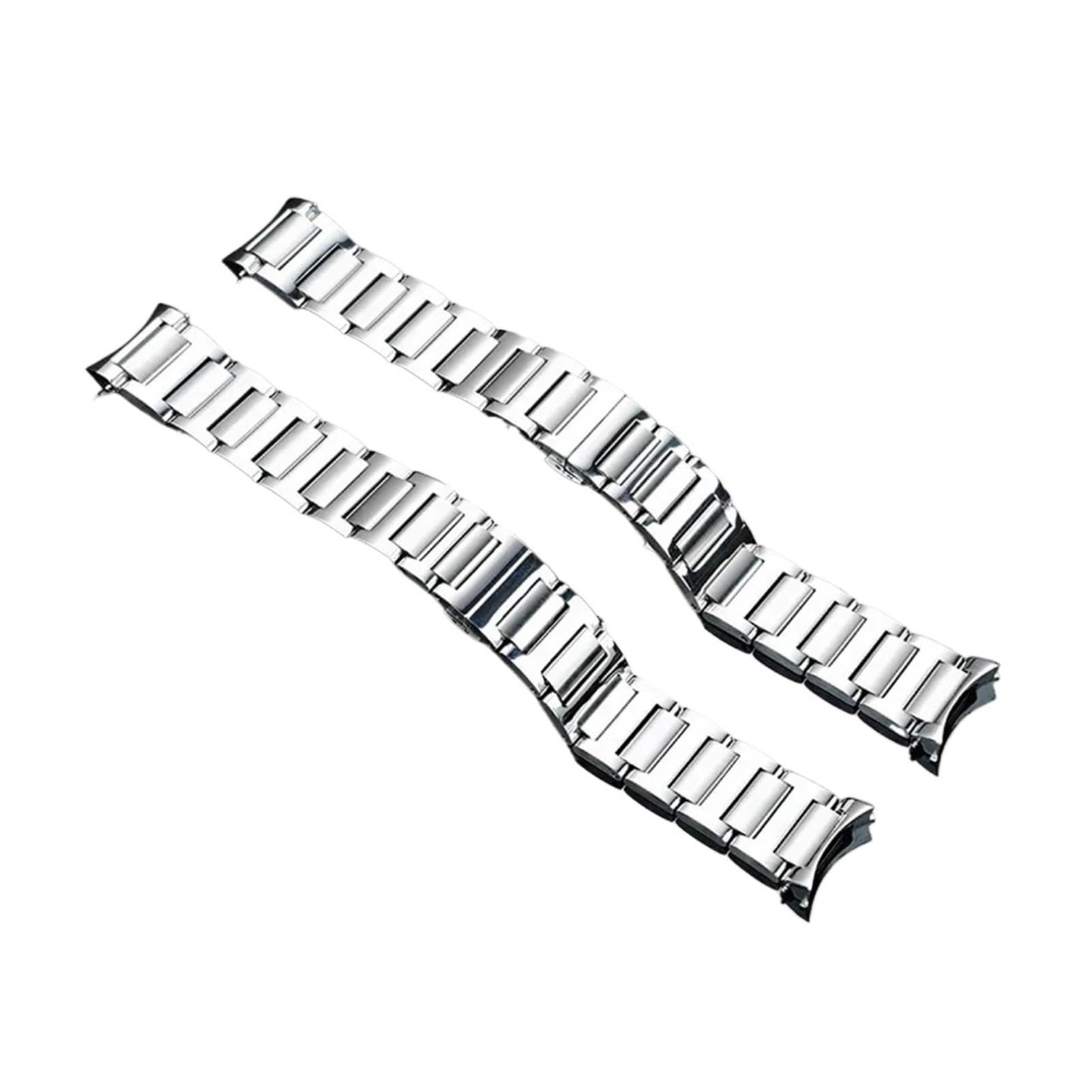 Genérico Compatible con la correa de reloj PIAGET POLO G0A41002 G0A44001 Correa de acero inoxidable Interfaz de arco curvo de 21 mm Pulsera de metal for hombres Hebilla plegable