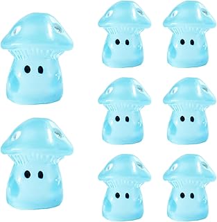 Rudiaoa Paquete de 100 resinas en miniatura para decoración de hongos fluorescentes pequeños para decoración de jardín, paisaje, tarta