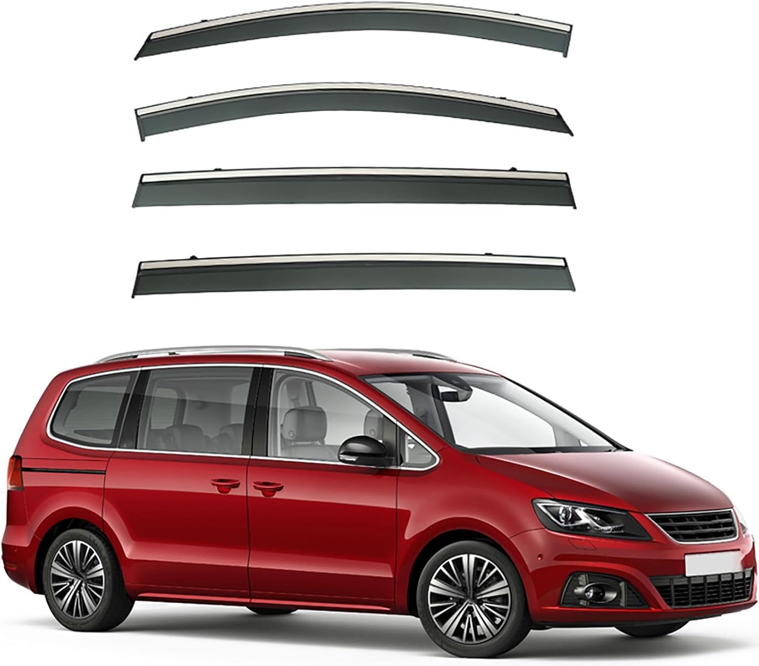 FengXH Window Deflectors for Seat Alhambra MK2/7N 2010-2020 - 4pc Smoke Tint, Waterproof, Noise Reducing.