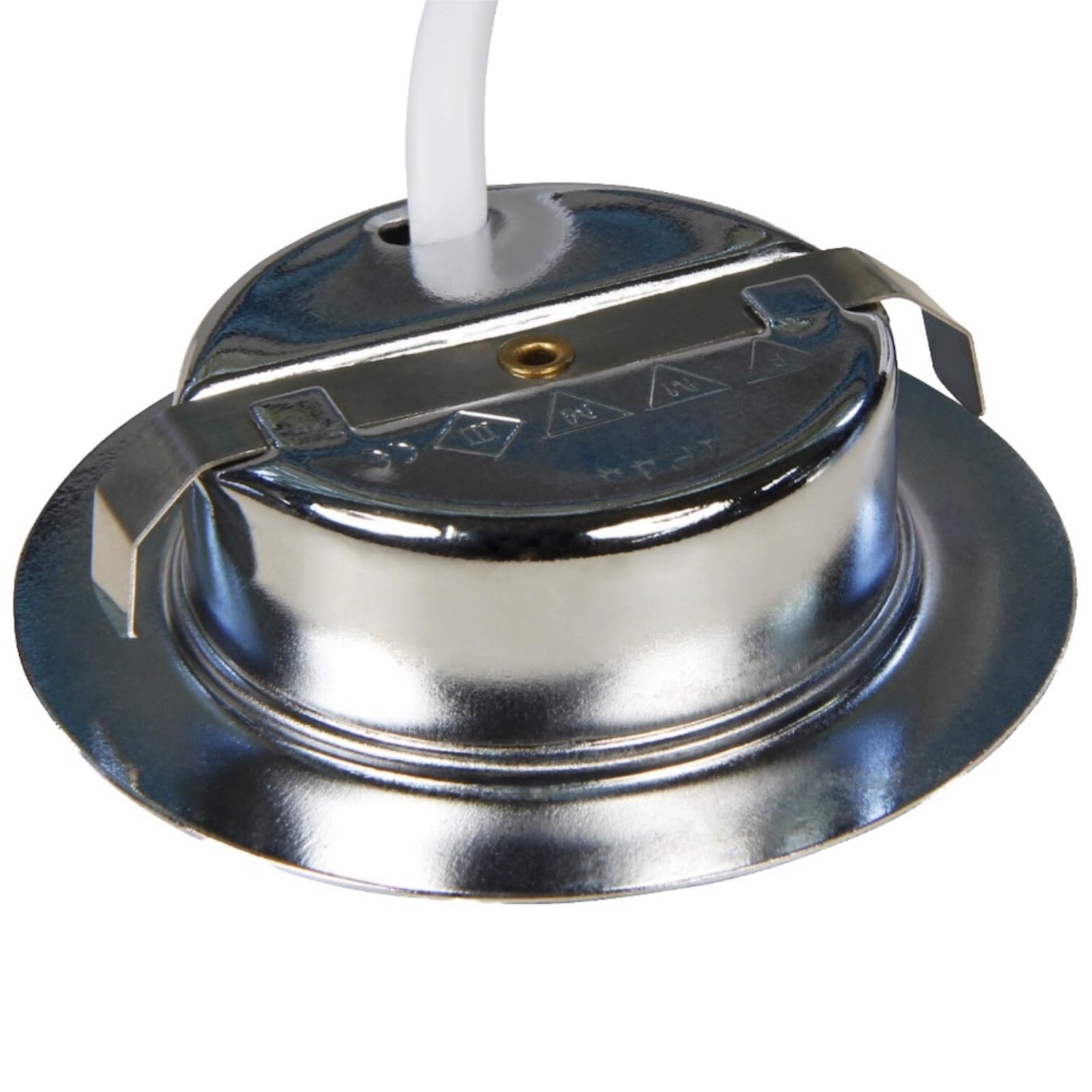 5er Set LED Einbauspot Leni 12V 2,2W Neutralweiß 4000K Chrom | IP44 Ø72mm flach | 240lm je Leuchte | Mit Trafo, AMP-Verteiler & 230V Zuleitung inkl. Schnurschalter | Für Küche & Möbelbeleuchtung