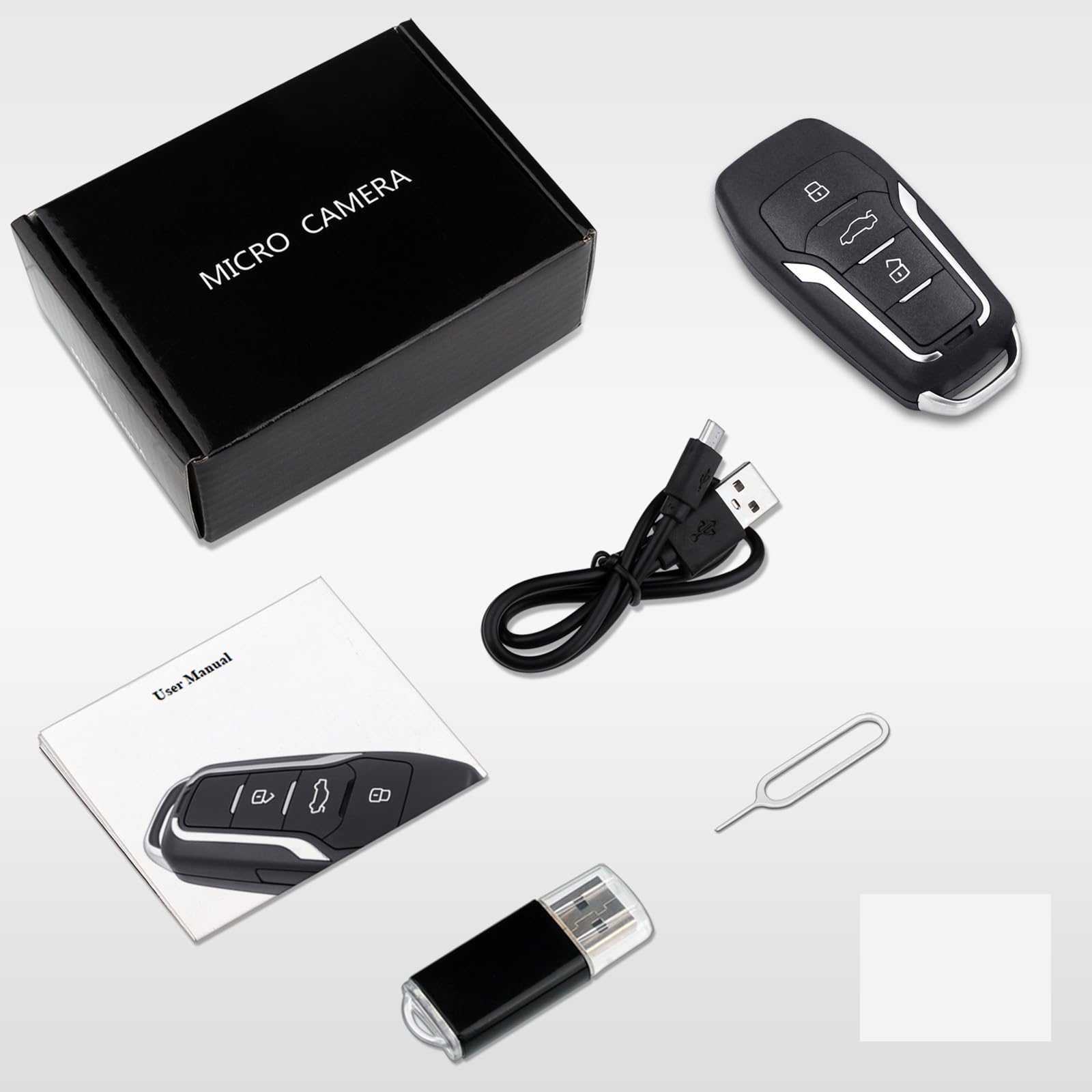 HGYGHO 64GB Mini Caméra Clé de Voiture, Petite Caméra Vidéo HD 1080P Portable Mini Caméras de Surveillance, Miniature Caméra de Sécurité avec Détection de Mouvement pour la Maison et Le Bureau