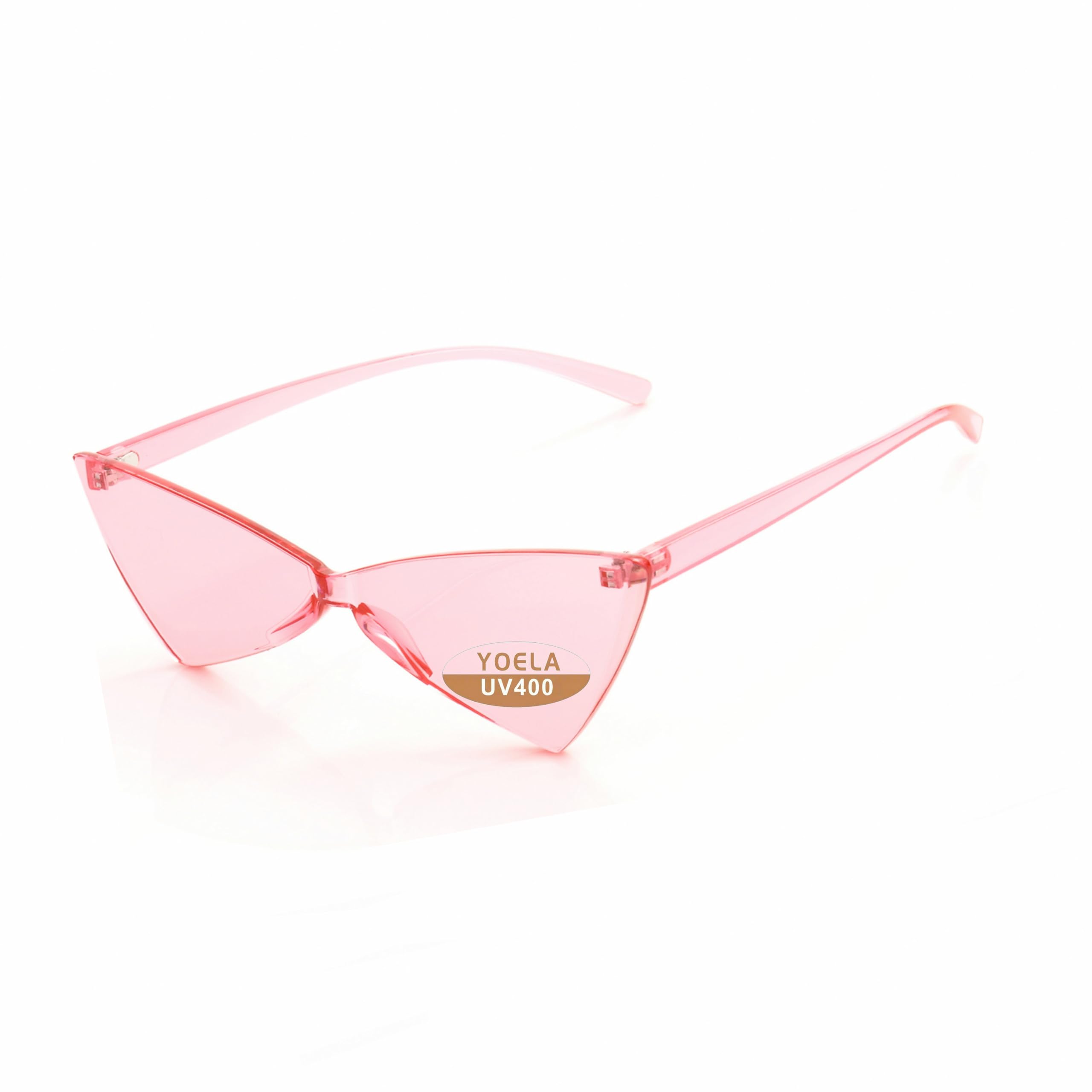 Yoela Triangle Thick Rimless Sunglasses One Piece Colored Transparent Sunglasses For Women and Men…