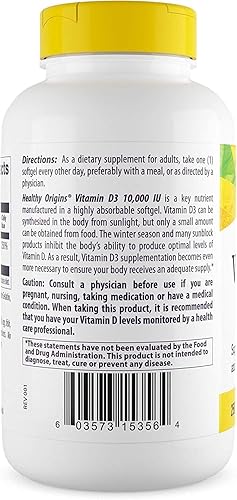 Miniatura 3 de Healthy Origins Vitamina D3Geles 10 000Lanolina geles 360unidades HlthyOrign-1420181 1 1