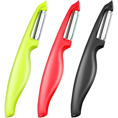 Éplucheur Universel Avec Lame Pendulaire, Tranchant, Double Tranchant, Acier Inoxydable, Lavable Au Lave-vaisselle, 2 Pièces (Noir/Rose