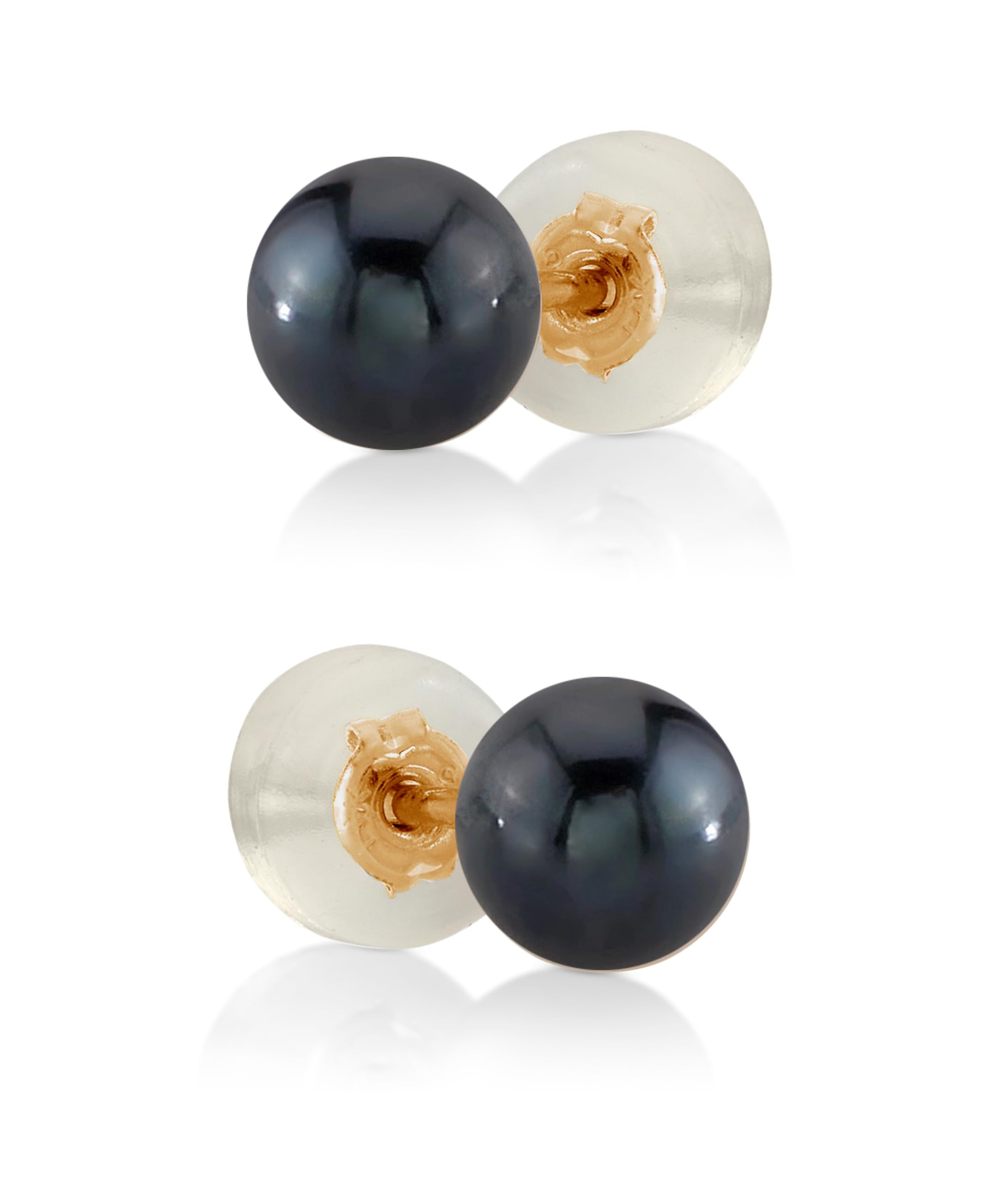 Black Japanese Akoya Real Pearl Earrings for Women - 14k Gold Stud Earrings | Hypoallergenic Earrings with Genuine Cultured Pearls