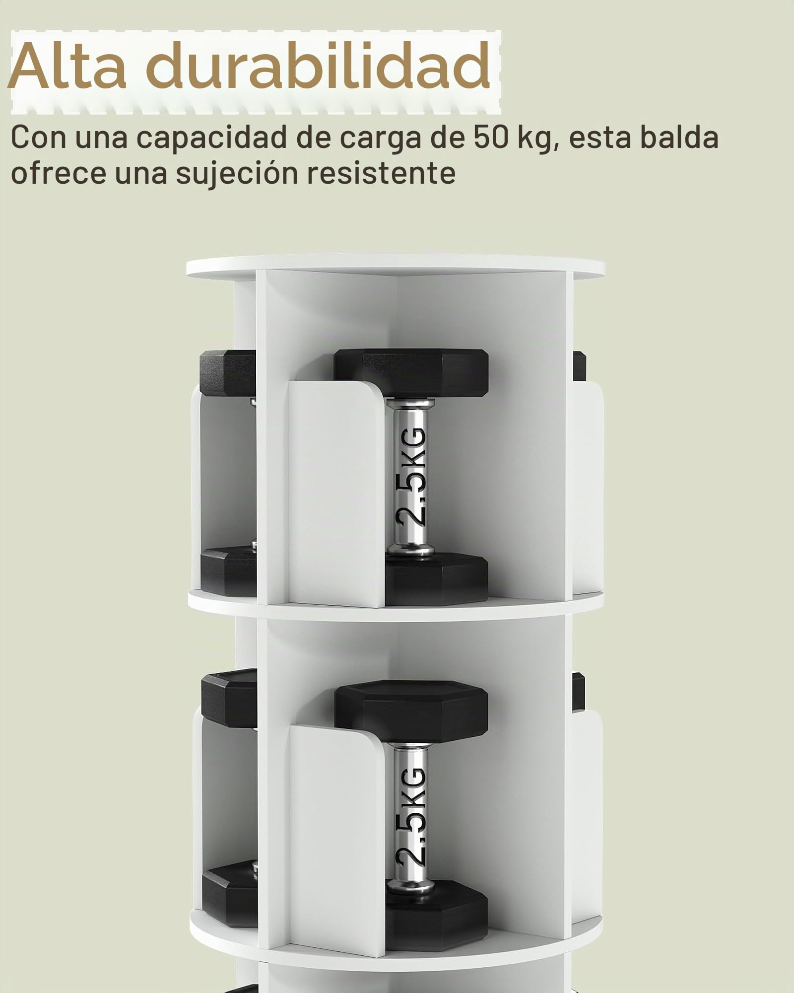 Estanteria Libros Blanca, Libreria Estanteria Giratoria de 360 Grados, Estantería Giratoria Libros con 20 Espacios Abiertos y 3 pies móviles de Madera(40 x 40 x 165 cm)