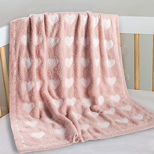 Image of Kid Nation Baby Blankets for Girls Boys Toddler Double-Sided Heart Blanket,40"X 30"Soft Plush Crib Blanket Fluffy Baby Quilt Newborn Stroller Blanket,Rose Pink