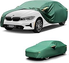Car Cover Waterproof All Weather, 16-Layer Heavy Duty Full Exterior Cover with Vents, Spare Windproof Straps & Towel, Winter Snow/Ice/Rain Protection, Fit Sedan BMW 3 Series, Ford Fusion.