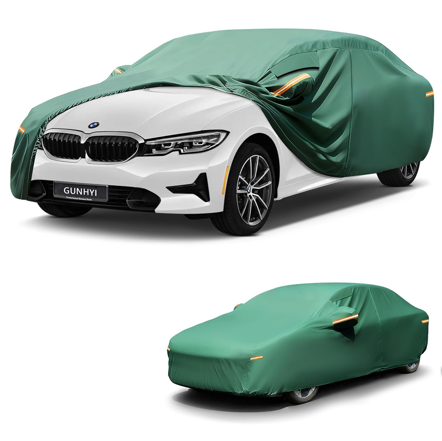 GUNHYI Car Cover Waterproof All Weather 16-Layer Heavy Duty Full Exterior Cover with Vents Spare Windproof Straps Towel