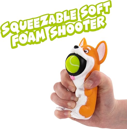Miniatura 7 de Hog Wild Corgi Ball Popper Toy – Incluye 4 bolas de espuma suave – Pelotas de apretar para reventar con aire de hasta 20 pies – Lanzador seguro para