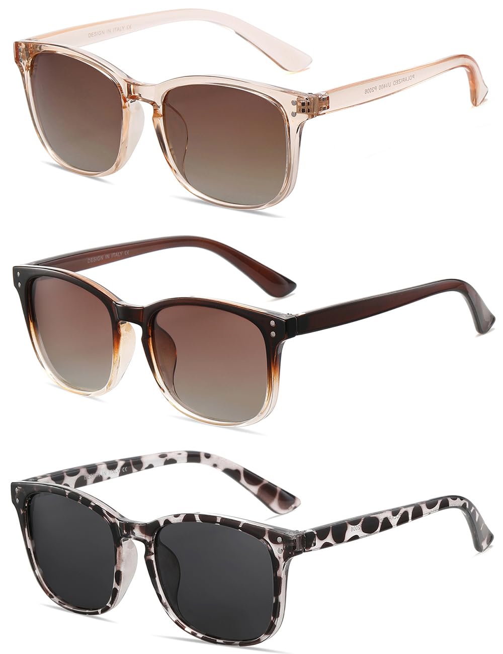 NCLLCE Polarized Sunglasses for Women Classic Retro Trendy Style Sun glasses UV 400 Protection(3 Pack)