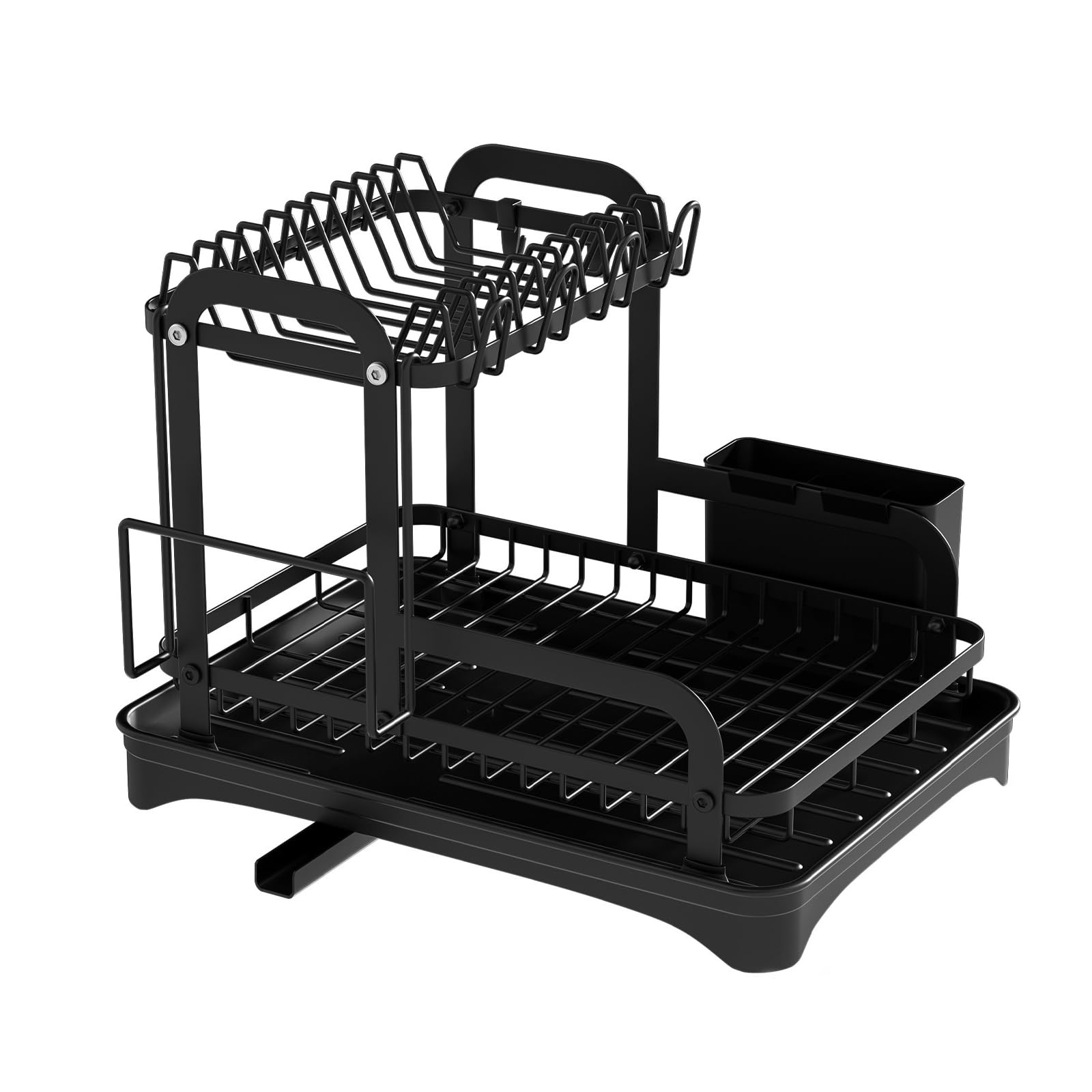 MICFENY Multipurpose Rotating Double Layer Kitchen Drying Rack Efficient Drainage Organizers Household Daily Use