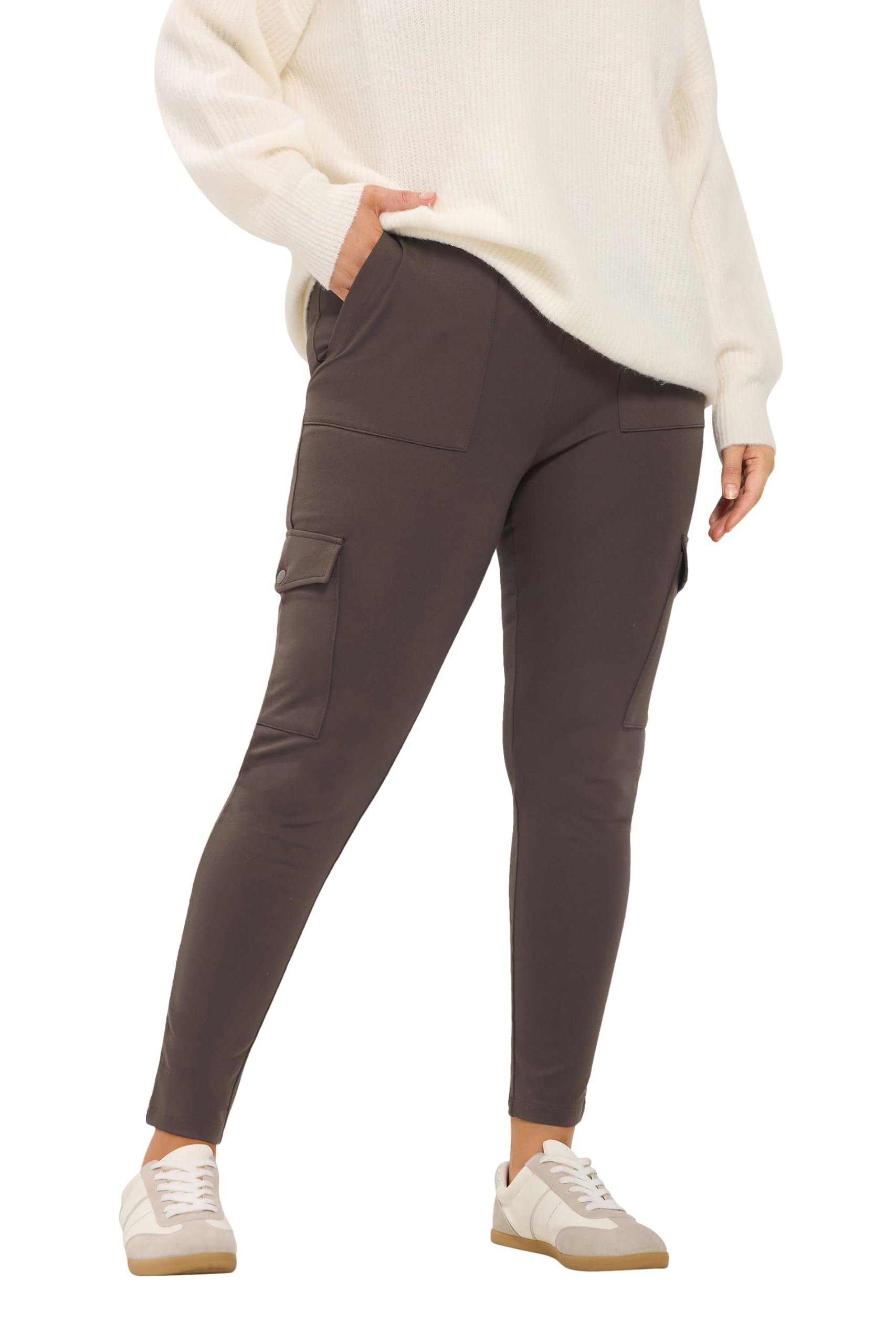 Yours Curve Chocolate Cargo Leggings - Women's - Plus Size Curve