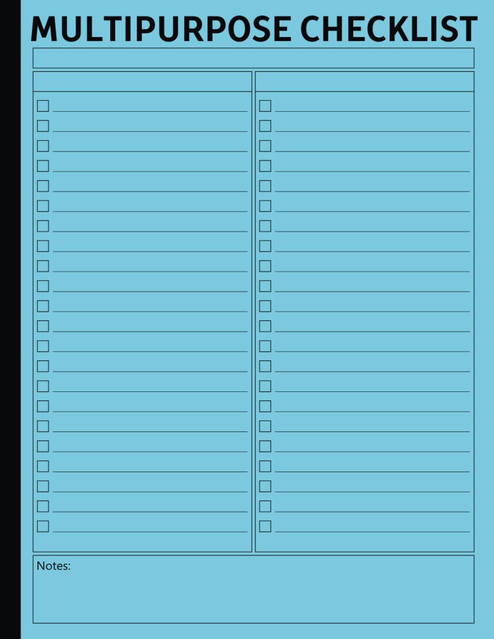 Multipurpose Checklist 2 Column | Create A Checklist That Is Personalized For Your Needs | Large Size | Adaptable Checklist For Grocery, Shopping, Cleaning, Daily To-Do Plans, Or Whatever You Want