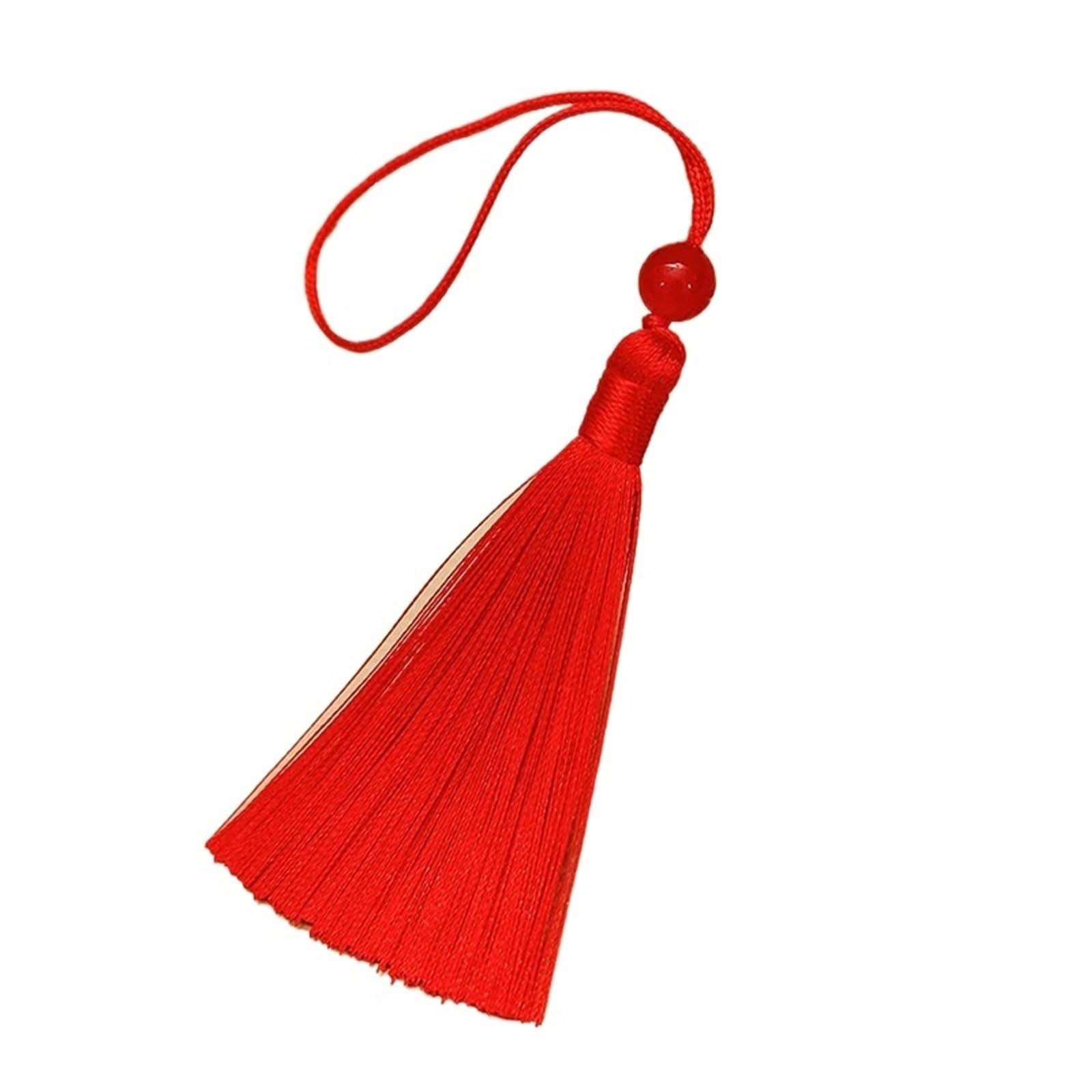 Mini Tassels for Crafts 80pcs Silky Tassel Soft Mini With Jade Beads For DIY Jewelry Making Bookmarks Decor(Red)