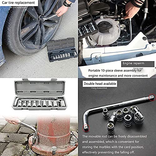 Image of Mld 10 Pcs 1 /2 Socket Wrench Spanner Repair Tool Box for Automobiles /Bike /Car - Goti Set With Socket and Box End