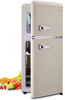 Fridge With Freezer, Refrigerator With 2 Doors,7- Level Adjustable Thermostat, Removable Glass Shelves For Bedroom, Office, Kitchen, Apartment, Dorm, 3.5 Cu. Ft Cream