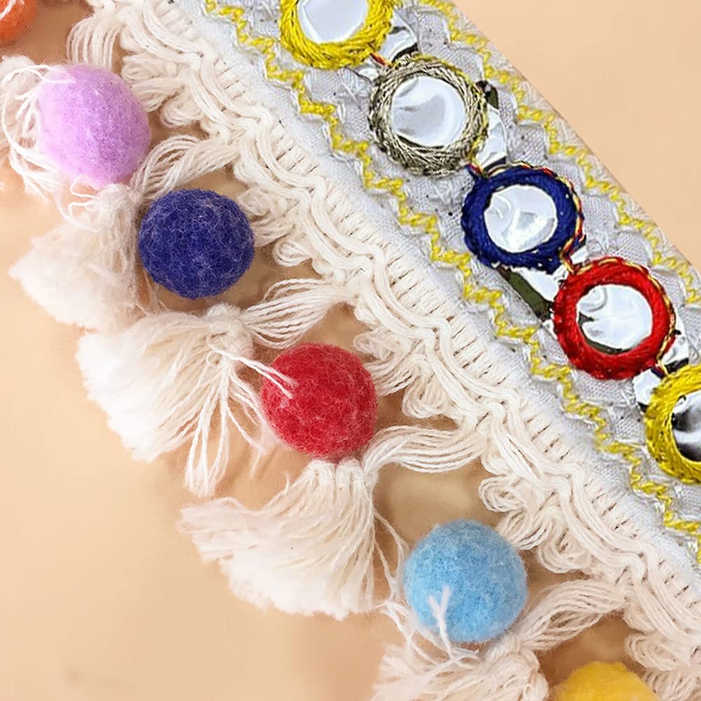 Weiße Bommelborte 22 Yard - 2,5cm Pompon Band Zum Nähen