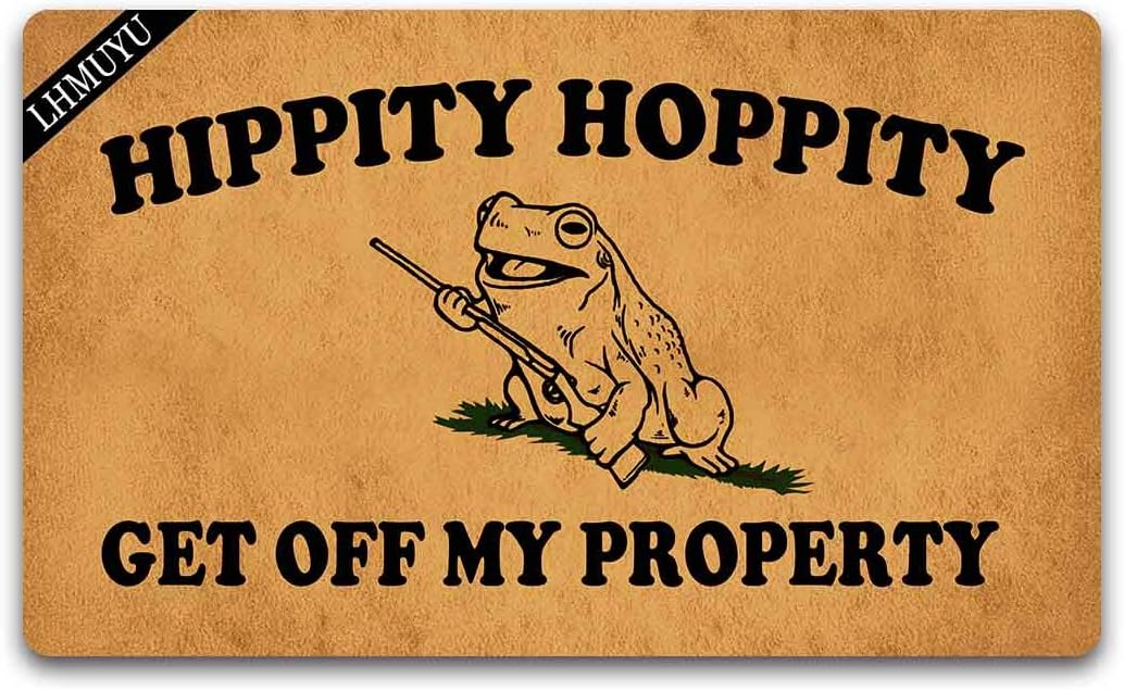 Home Decor Hippity Hoppity Get Off My Property Welcome Mat with Rubber Backing Doormat Entrance Floor Mat Non-Slip Entryway Rug Easy Clean 30 X 18 Inches