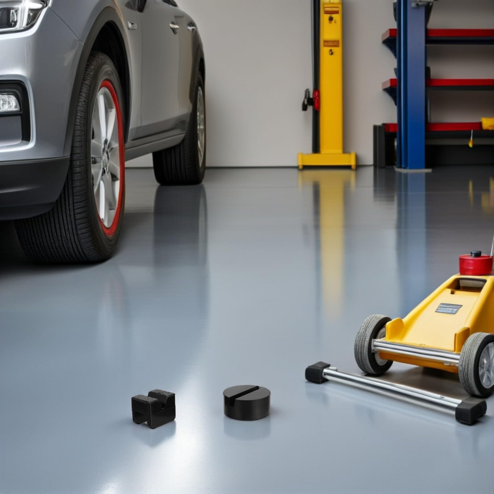 Gatuida 6 Pezzi Tamponi in Gomma per Sollevatore Auto con Scanalature Antiscivolo Supporto Elastico Assorbente Urti per Sollevamento Veicoli Compatibili con Vari Jack e Cavalletti