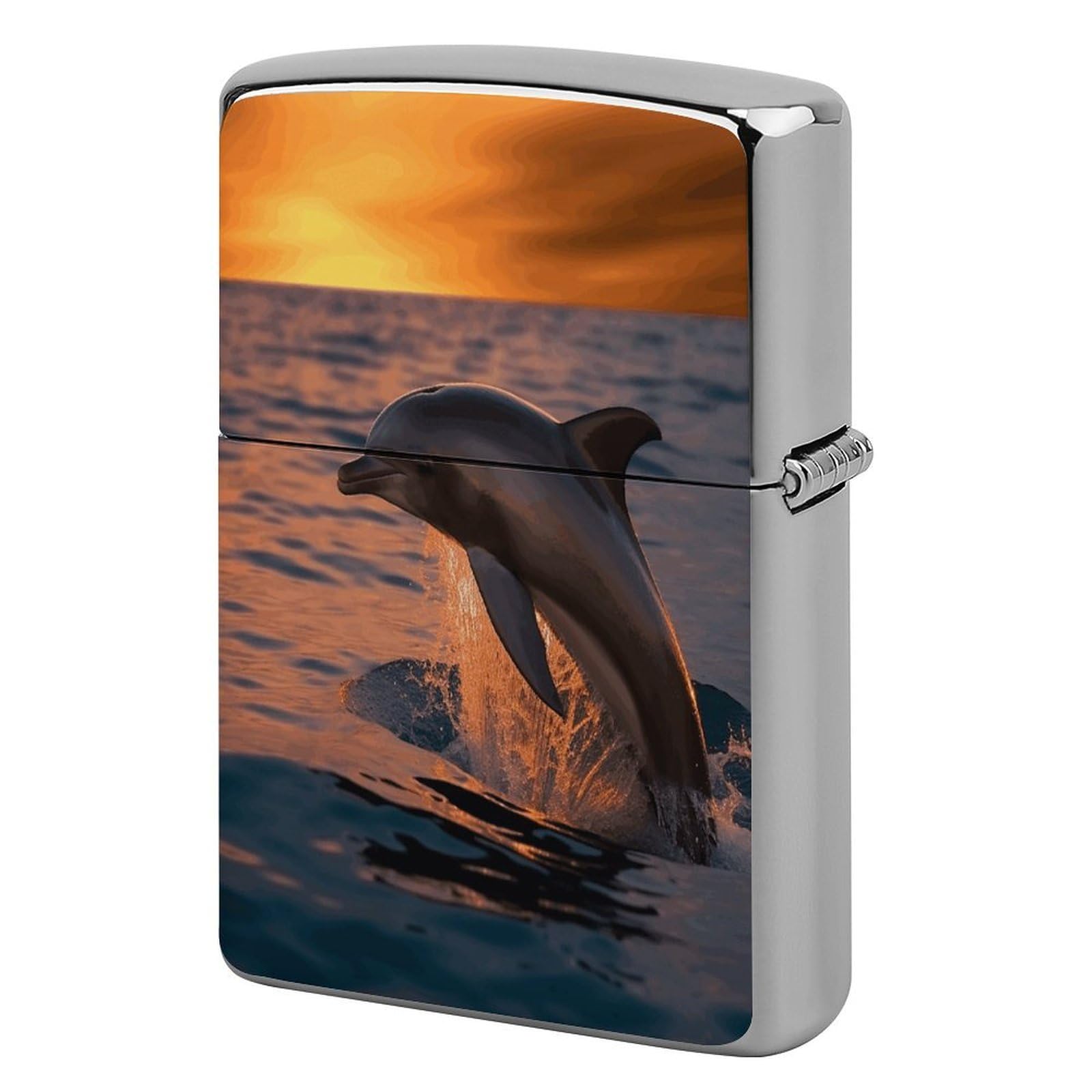 Fodpand Style Dusk Dolphin Metal Lighter Case Cover Lighter Sleeve
