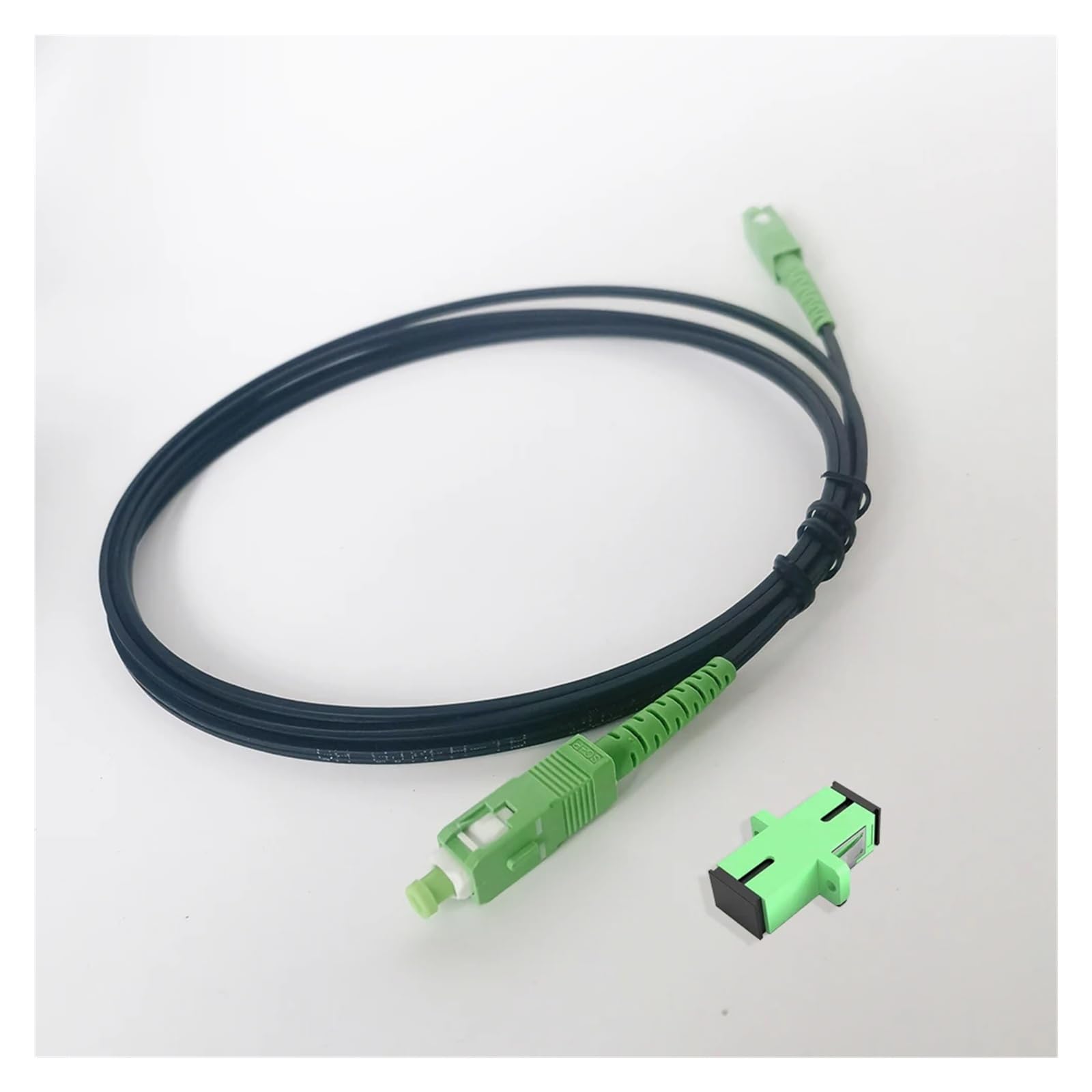 Cavo flessibile in fibra ottica monomodale da SC/APC a SC/APC 3 meters - Prolunga for interni FTTH for connessione Internet ad alta velocità(Black,200cm APC With Adapter)