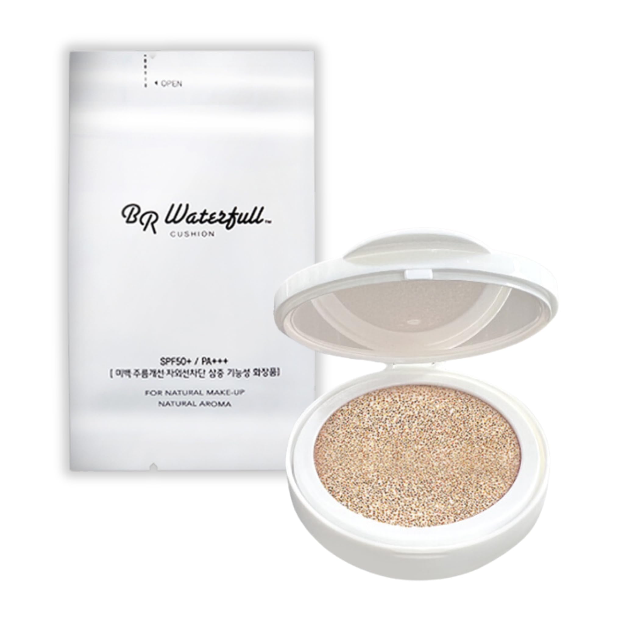 BR Waterful Cushion 15g (Refill Only), Long-lasting Flawless Coverage, Brightening Foundation, Glow & Dewy Makeup