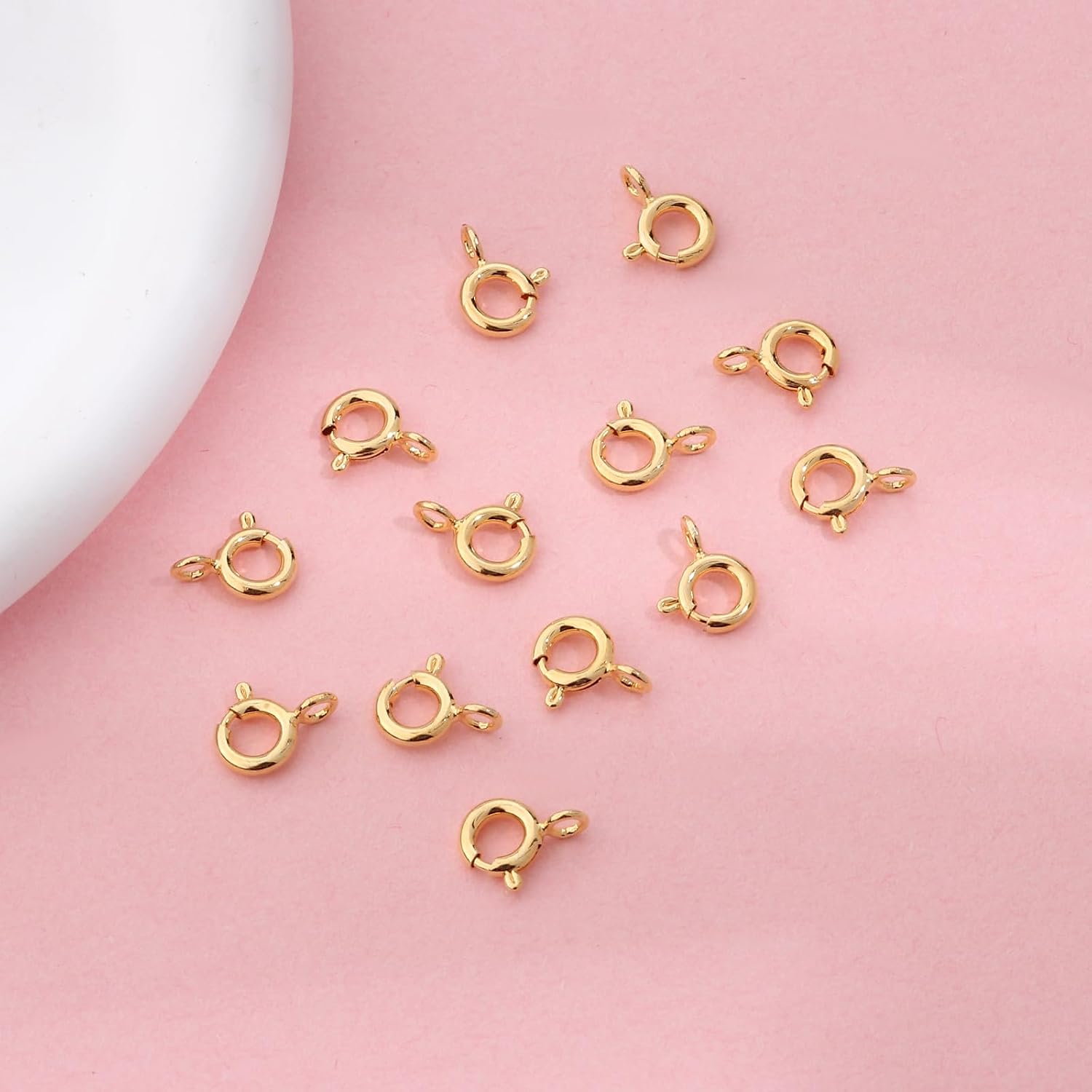20Pcs Gold Necklace Clasps for Jewelry Making - 6mm Spring Ring Clasp image 4