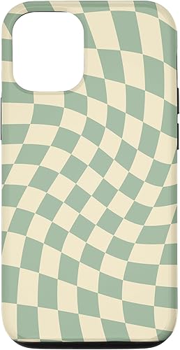 Funda clásica con patrón de tablero de ajedrez a cuadros verdes ondulados para iPhone 1212 Pro