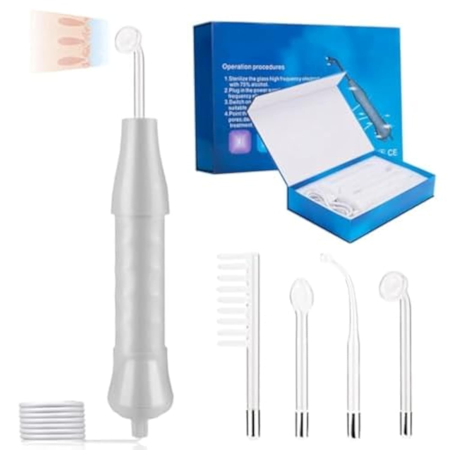 TAPIT 4 in 1 Portable High Frequency Skin Therapy Machine, Blemish & Spot Control, Skin Tightening & Radiance, Wrinkle Reducing Skin Therapy Wand with 4 Different Tubes
