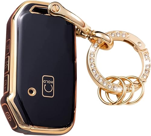Funda para llavero Kia Soft 3 4 5 Botones TPU Protección Car Key Case Shell con llavero dorado de moda compatible con Kia Soul Forte Telluride
