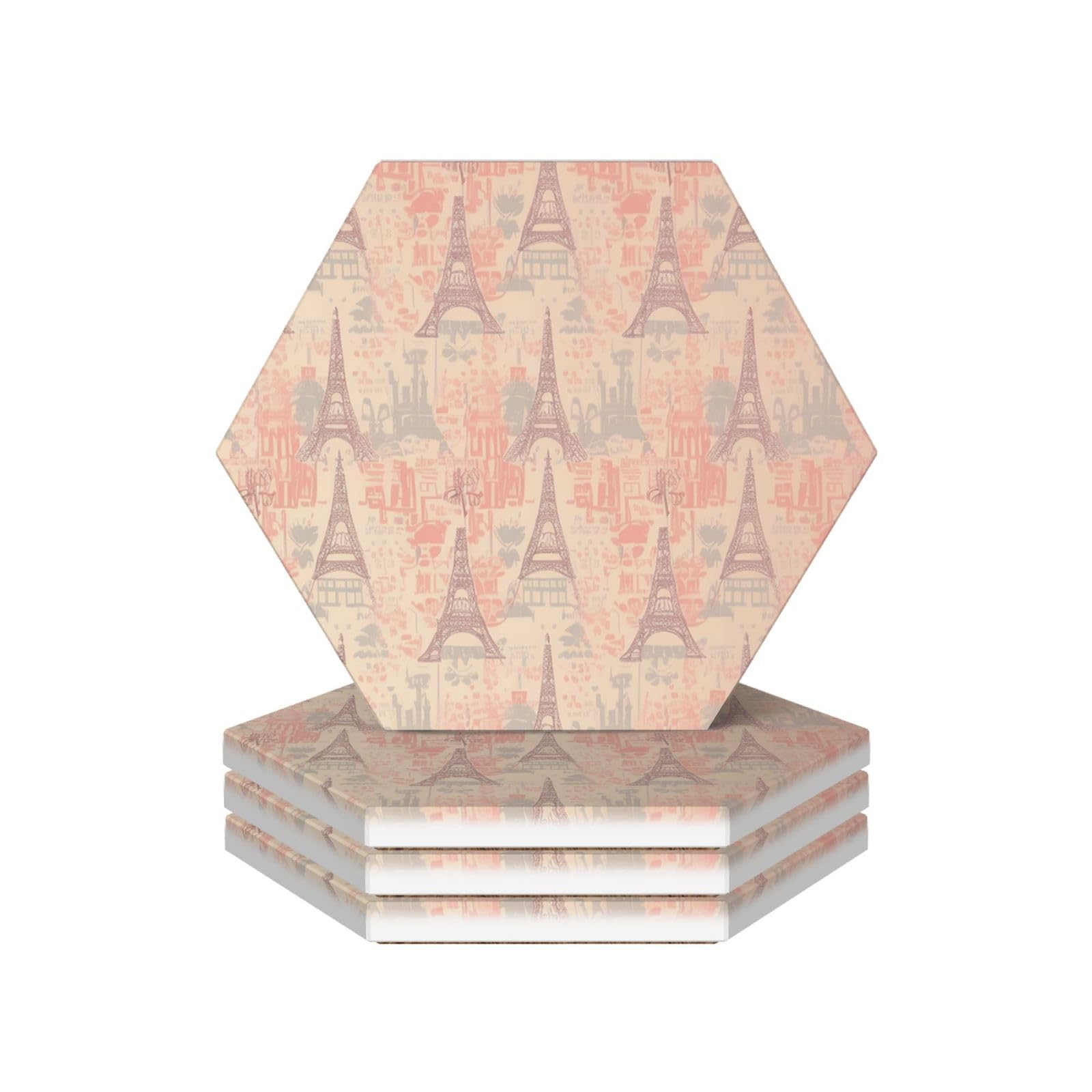 Dessous de verre céramique absorbant motif tour Eiffel pour protection table basse et décoration