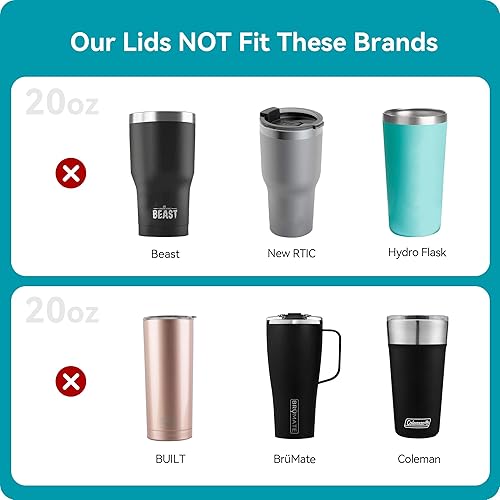Miniatura 5 de Soledea Tapas de 20 onzas para vasos Yeti, tapa de vaso de 20 onzas, a prueba de derrames, compatible con vasos Yeti, Sunwill, Koodee, Bjpkpk,