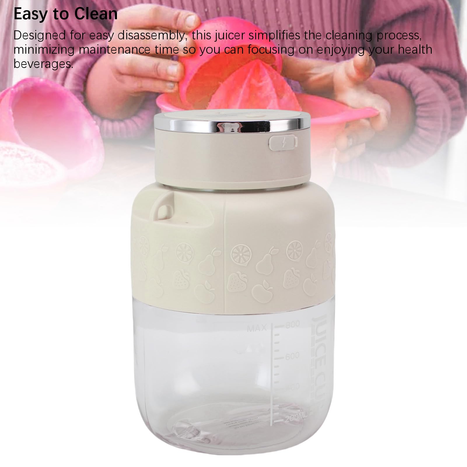Fockety Frullatore portatile, frullatore personale senza fili da 20,95 a 21,27 once per frullati, smoothie, ghiaccio e succhi, bottiglia frullatore ricaricabile tramite USB (WHITE)