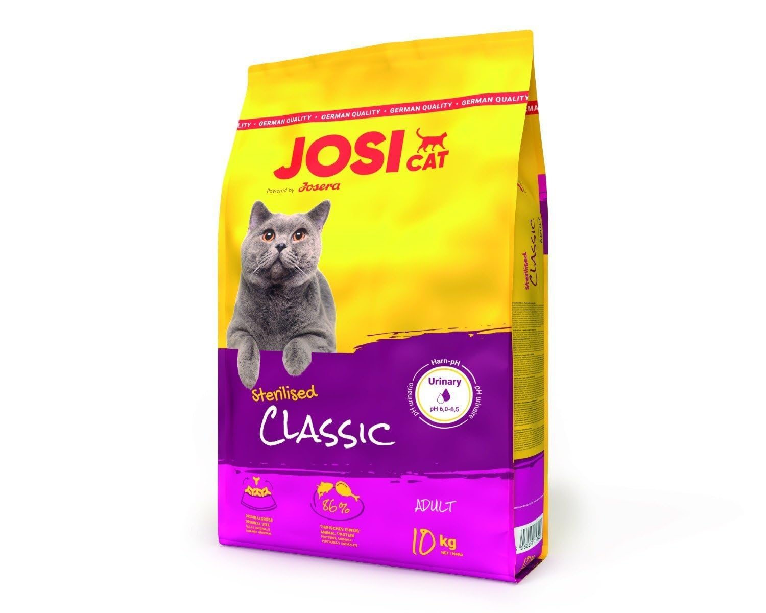 JosiCat Sterilised Classic (1 x 10 kg) | sucha karma premium dla kastrowanych kotów | z niewielką ilością tłuszczu i dużej ilości białka | Powered by JOSERA | karma dla kotów | karma dla kotów |