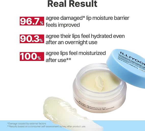ILLIYOON Intensive Ceramide Lip Mask (7g), 10,000ppm Ceramide for Barrier Repair & Deep Hydration, Overnight Sleeping Mask & All-Day Balm for Dry & Flaky Lips, Non-sticky, Fragrance-Free, Vegan
